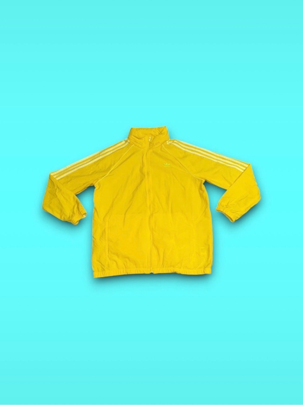 Adidas Originals 3 Stripe Jacket Windbreaker Yellow Men’s Large Full Zip Hood